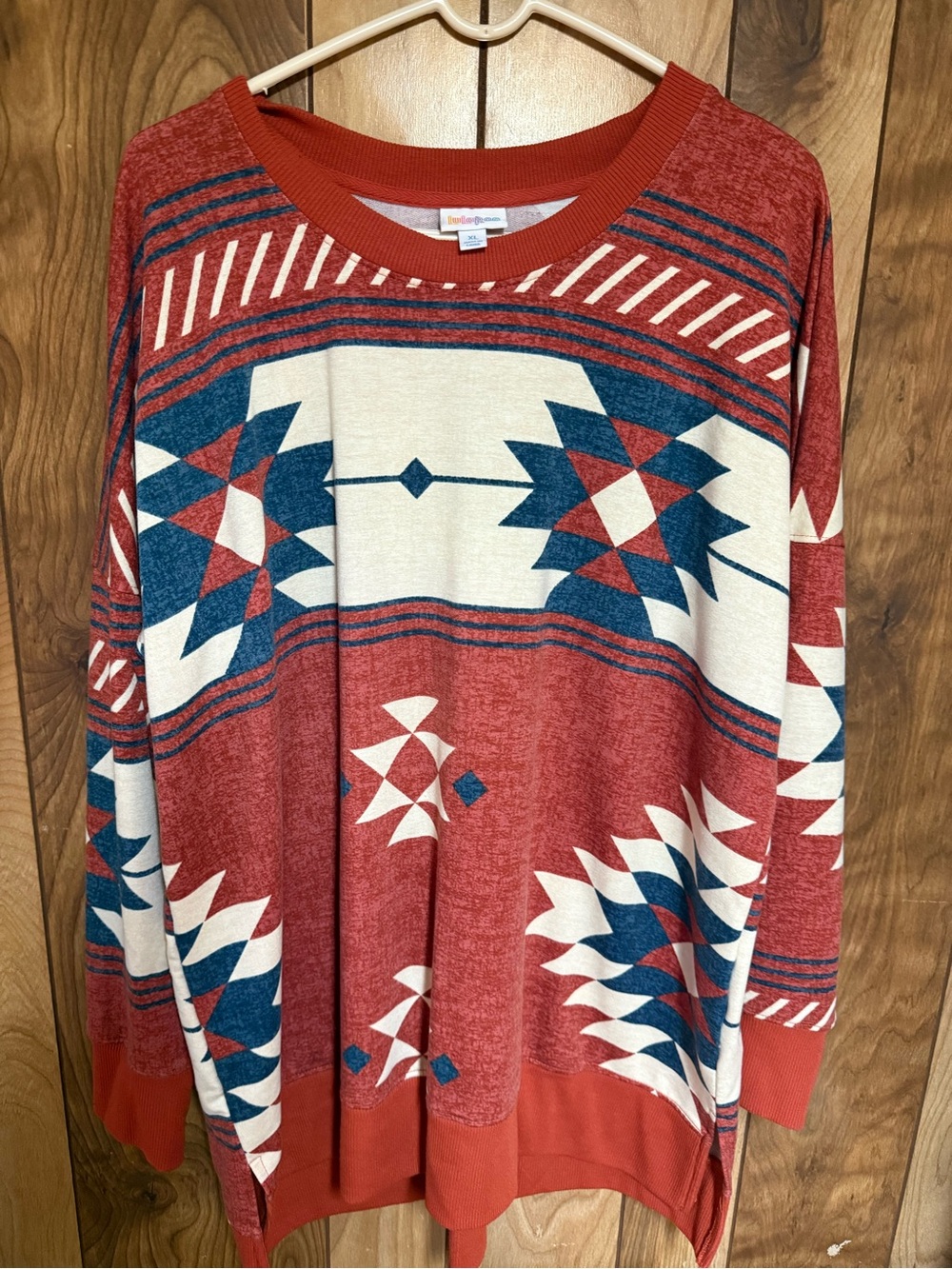 Lularoe Red Aztec-Print Pullover Sweater